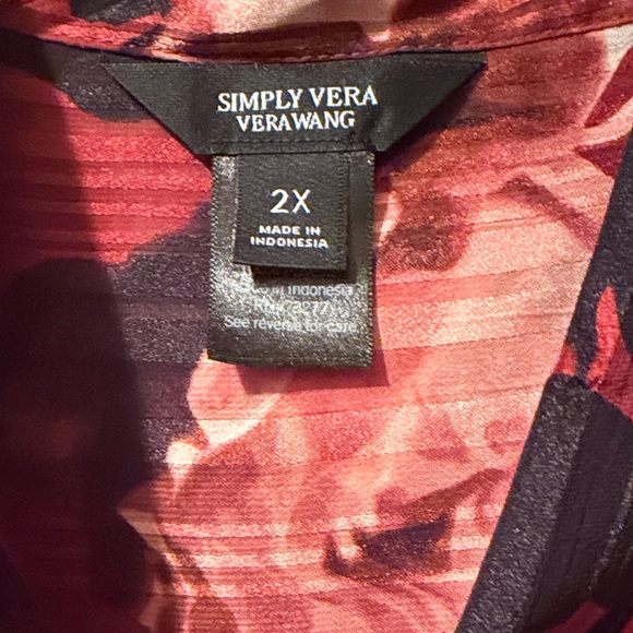 Simply Vera Vera Wang Copper Floral Button front with neck tie blouse - Picture 2 of 5